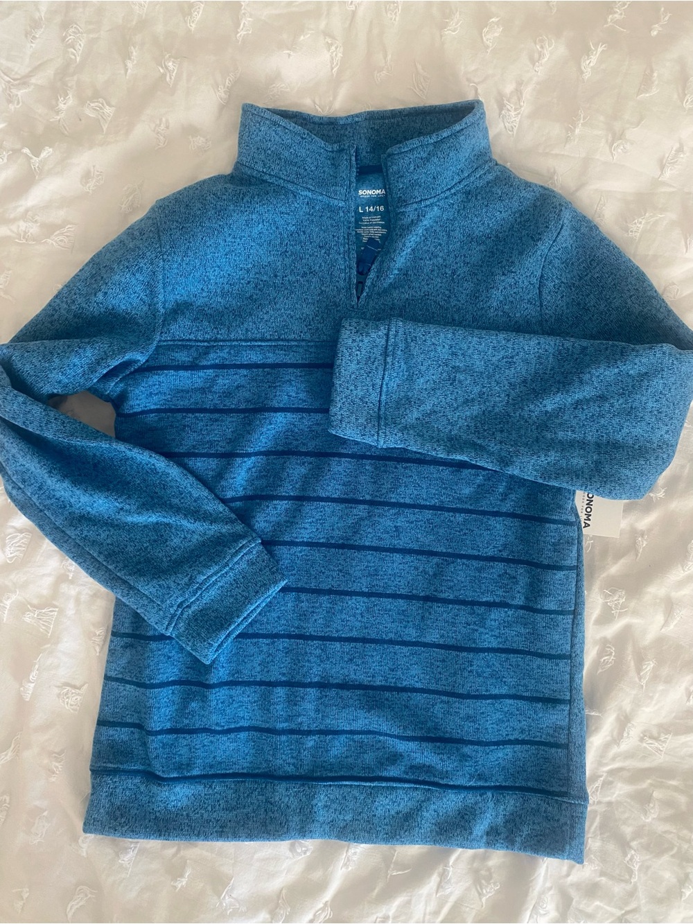 SONOMA Blue Quarter-Zip Fleece Sweater - Youth L (14/16)